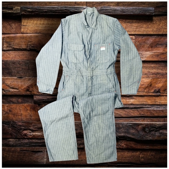 ☆VERY RARE☆1950S BIG MAC SELVEDGE DENIM HERRINGBONE COVERALL - Picture 1 of 14